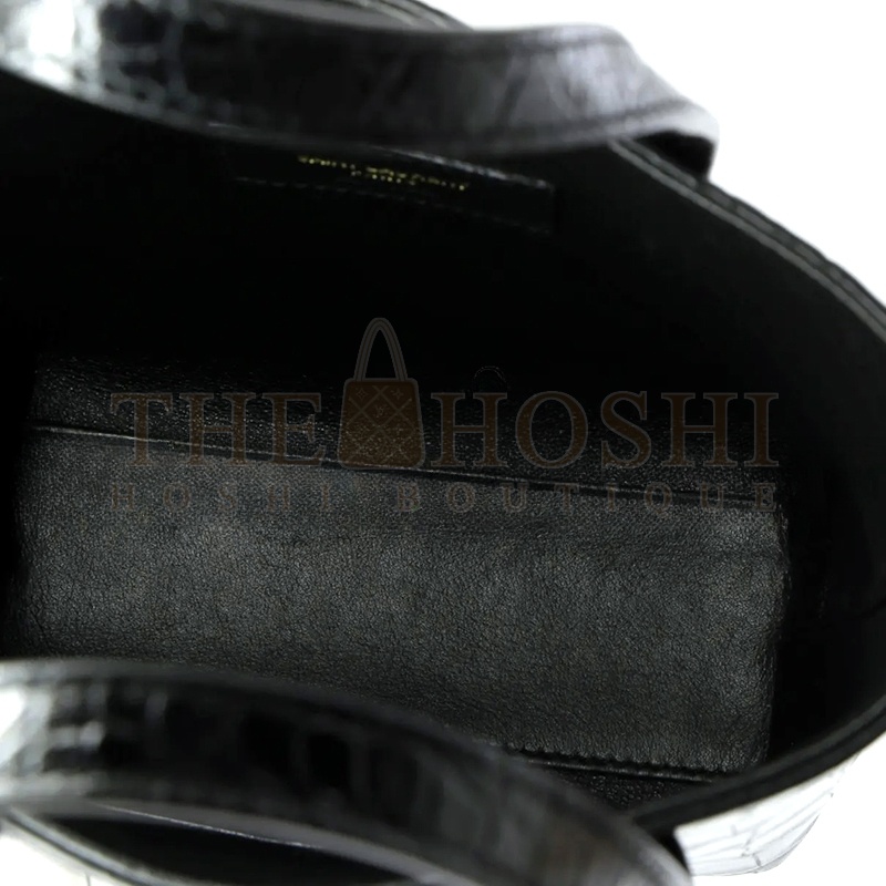 Y51 BLACK MINI TOY SHOPPING CROC-EFFECT LEATHER TOTE 51307168 (18*17*8cm) Master Quality